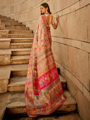Gorgeous Light Grey Zari Weaving Silk Saree With Blouse