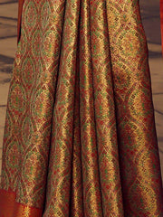 Fascinating Brown Zari Weaving Silk Traditional Saree With Blouse