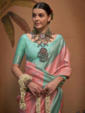 Enchanting Pink Weaving Silk Event Wear Saree With Blouse