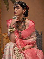 Attractive Off-White Weaving Silk Traditional Saree With Blouse