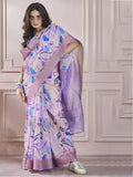 Alluring Lavender Digital Printed Silk Casual Wear Saree With Blouse