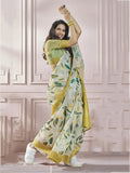 Marvelous Yellow Digital Printed Silk Traditional Saree With Blouse