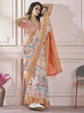 Glamorous Orange Digital Printed Silk Function Wear Saree With Blouse