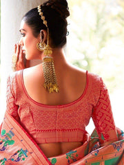 Precious Red Zari Weaving Silk Wedding Saree With Blouse