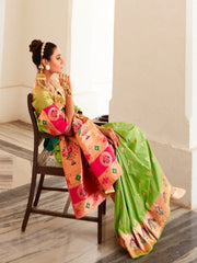 Charming Light Green Zari Weaving Silk Traditional Saree With Blouse