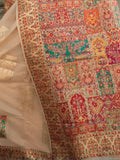 Amazing Beige Zari Woven Silk Traditional Saree With Blouse