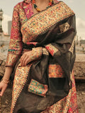 Enchanting Black Zari Weaving Silk Traditional Saree With Blouse