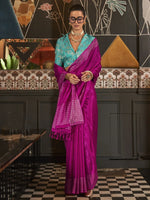 Glamorous Rani Pink Weaving Silk Festival Wear Saree With Blouse