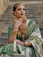 Glamorous Green Zari Weaving Silk Traditional Saree With Blouse