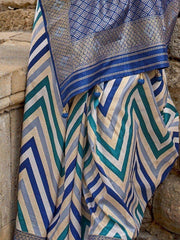 Captivating Blue Digital Printed Festival Wear Saree With Blouse