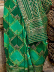 Beautiful Green Zari Weaving Reception Wear Saree With Blouse