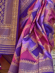 Ravishing Purple Zari Weaving Traditional Saree With Blouse