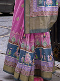 Charming Pink Digital Printed Silk Event Wear Saree With Blouse