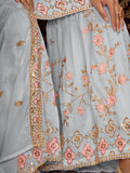 Fascinating Sky-Blue Sequins Georgette Festival Wear Sharara Suit