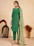 Wonderful Green Embroidered Silk Traditional Pant Suit With Dupatta