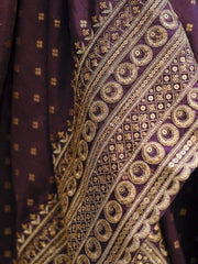 Attractive Purple Sequins Jacquard Silk Traditional Gown With Dupatta
