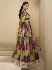 Incredible Multi-Color Printed Georgette Event Wear Gown With Dupatta