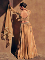 Captivating Beige Sequins Silk Wedding Wear Lehenga Choli With Dupatta