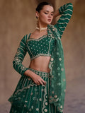 Marvelous Green Sequins Silk Engagement Wear Lehenga Choli