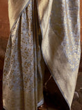 Fascinating Grey Zari Weaving Silk Festival Wear Saree With Blouse