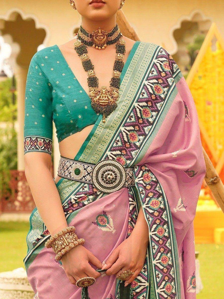 Charming Pink Patola Printed Silk Event Wear Saree With Blouse