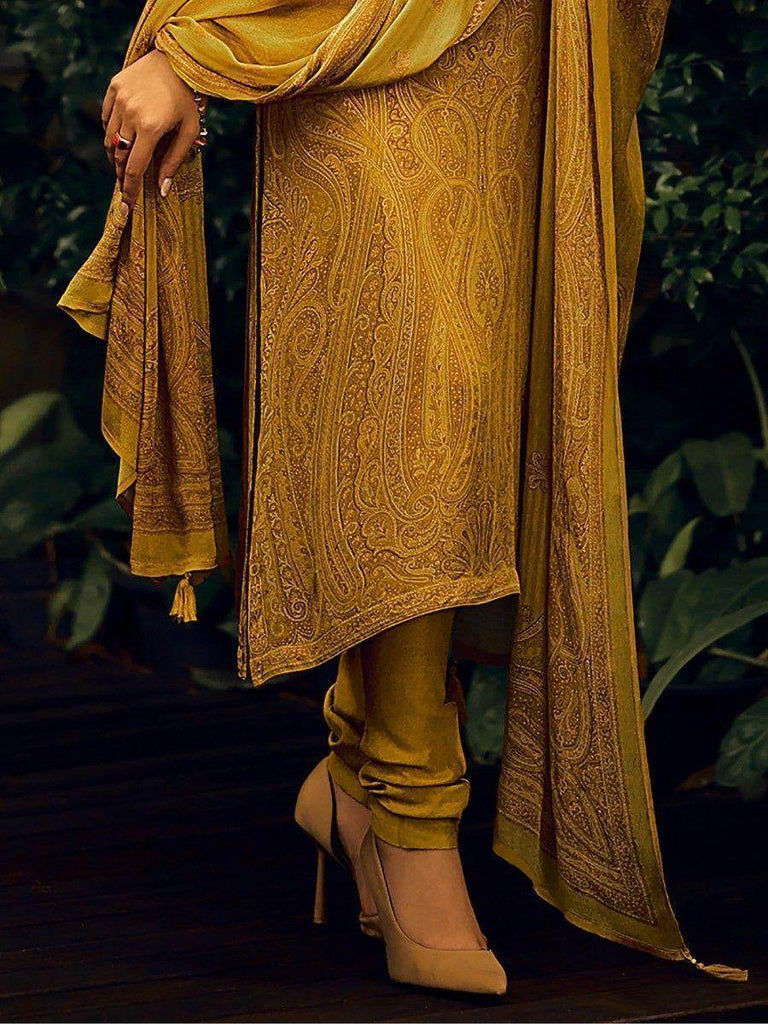 Gorgeous Mustard Yellow Embroidered Silk Event Wear Salwar Kameez