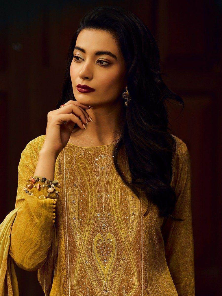 Gorgeous Mustard Yellow Embroidered Silk Event Wear Salwar Kameez