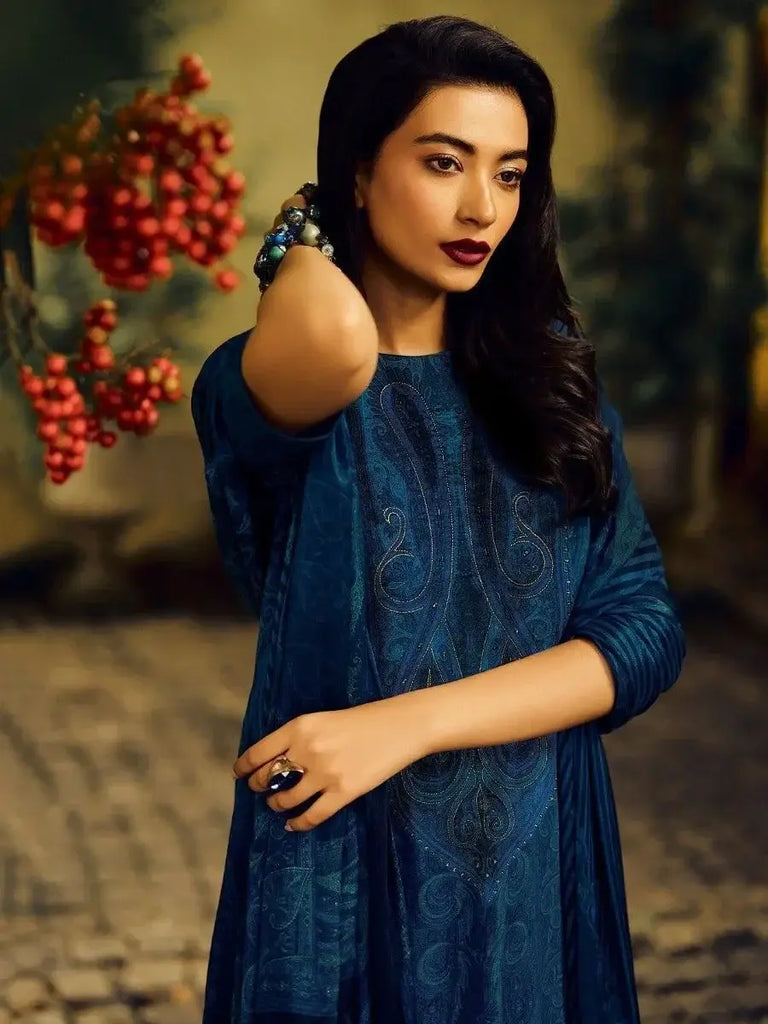 Attractive Blue Embroidered Silk Function Wear Salwar Kameez