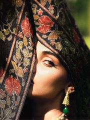 Amazing Black Embroidered Muslin Silk Pakistani Salwar kameez