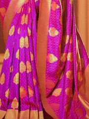 Magnificent Purple Zari Weaving Event Wear Silk Saree With Blouse