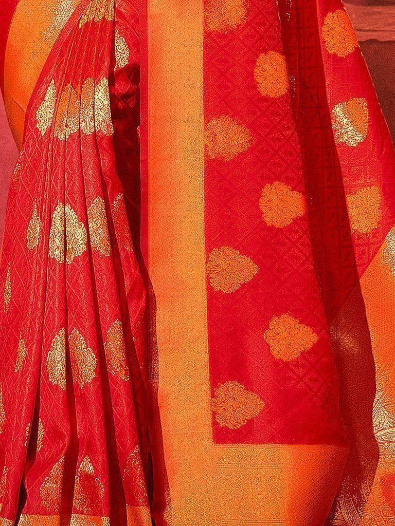 Marvelous Red Zari Weaving Silk Bridal Saree With Blouse