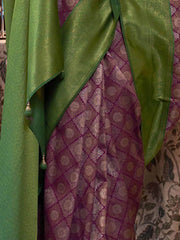 Marvelous Purple Heavy Weaving Kanjivaram Silk Event Wear Saree