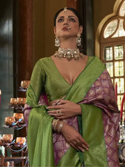 Marvelous Purple Heavy Weaving Kanjivaram Silk Event Wear Saree