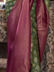 Breathtaking Green Zari Woven Kanjivaram Silk Reception Wear Saree