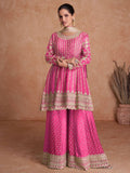 Adorable Pink Embroidered Chinon Festival Wear Salwar Suits
