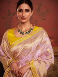 Lavish Lavender Zari Weaving Dola Silk Reception Saree with Blouse