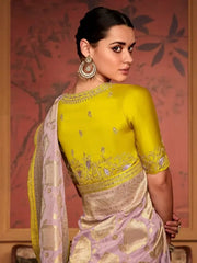 Exquisite Lavender Zari Weaving Dola Silk Party Wear Saree with Blouse