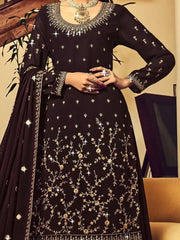 Stunning Brown Georgette Embroideried Sangeet Wear Lehenga Suits