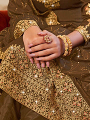 Embrace Mehendi Green Embroidered Vichitra Festive Pakistani Suits