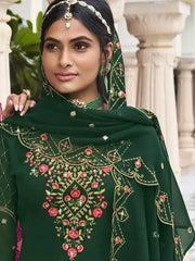 Rocking Green Embroidered Georgette Occasion Wear Sharara Suits