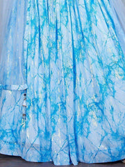 Awesome Sky-Blue Sequins Georgette Festival Wear Lehenga Choli