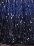 Memorable Navy-Blue Sequins Georgette Party Wear Lehenga Choli