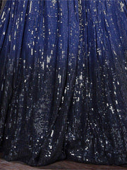 Memorable Navy-Blue Sequins Georgette Party Wear Lehenga Choli