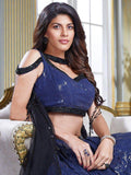 Memorable Navy-Blue Sequins Georgette Party Wear Lehenga Choli