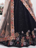 Stunning Black Sequins Net Reception Wear Lehenga Choli With Dupatta