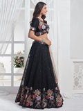 Stunning Black Sequins Net Reception Wear Lehenga Choli With Dupatta