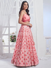 Fascinating Baby Pink Sequins Net Engagement Wear Lehenga Choli