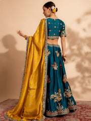 Beautiful Blue Thread Work Organza Function Wear Lehenga Choli