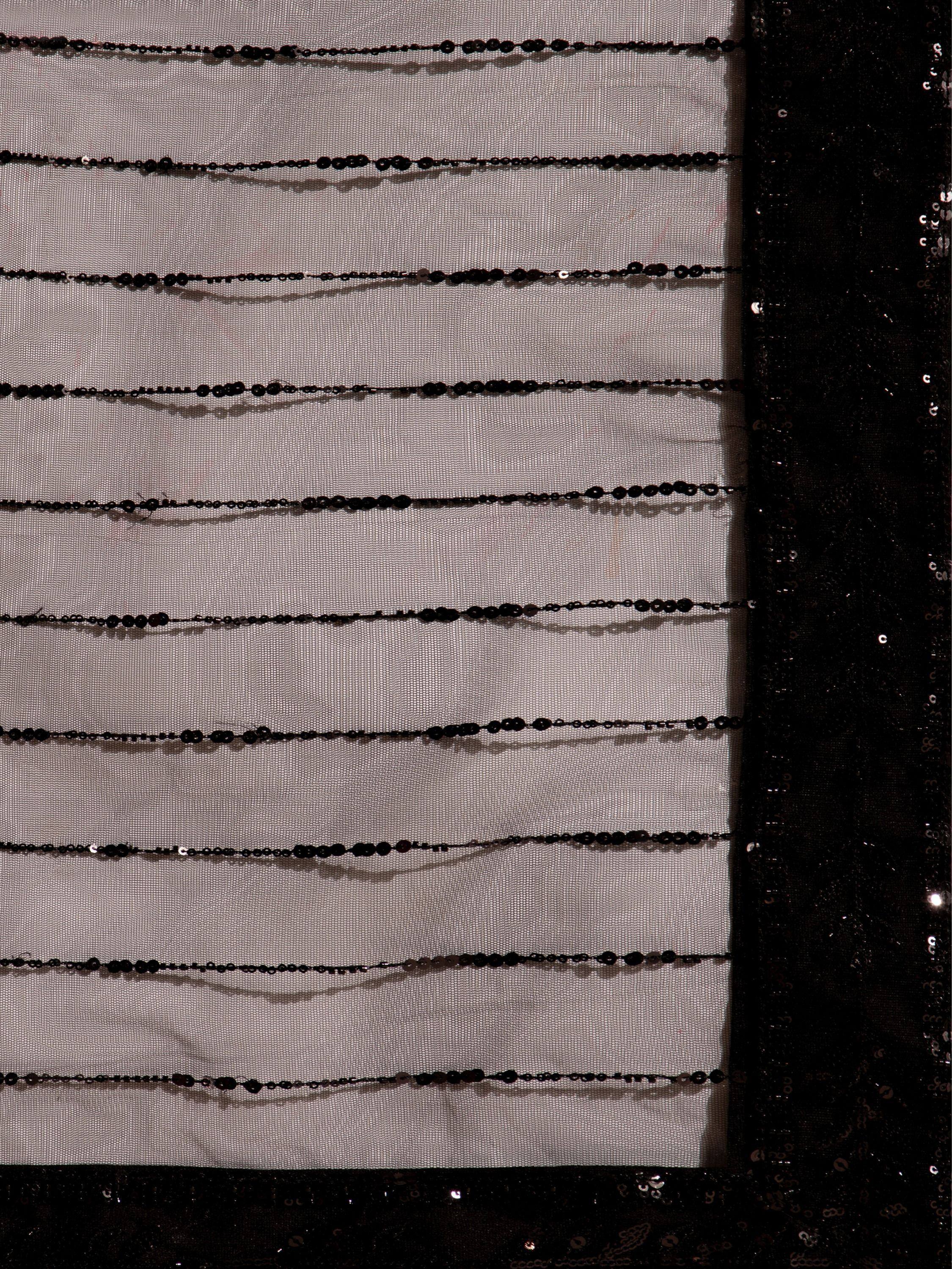 Black sequin and bead embellished sheer fabric for ethnic wear, perfect for designer lehenga or saree borders.