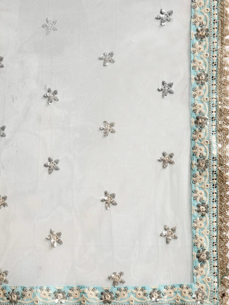 Charming Sky-Blue Sequins Georgette Sangeet Wear Lehenga Choli